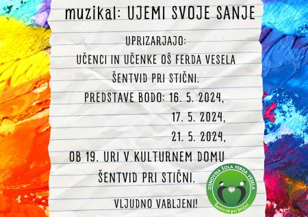 Vabilo - muzikal Ujemi svoje sanje